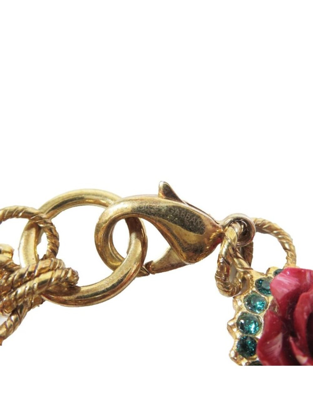 Dolce & Gabbana Bracelet Heart Rose DG Logo Chain Line Stone - Picture 7 of 7